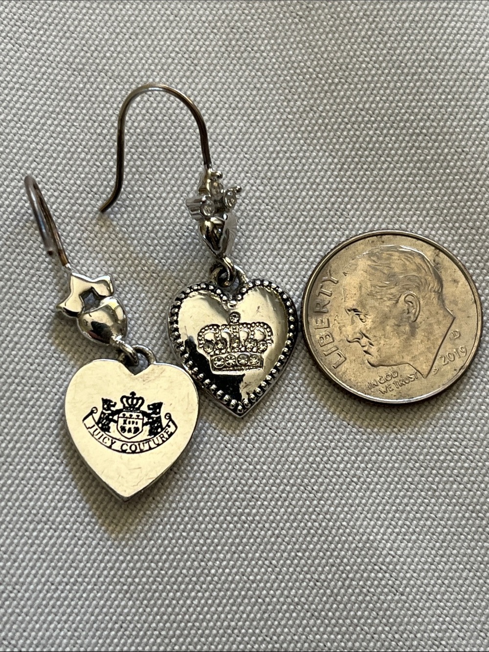 Juicy Couture Silvertone Heart Earrings - Picture 5 of 5